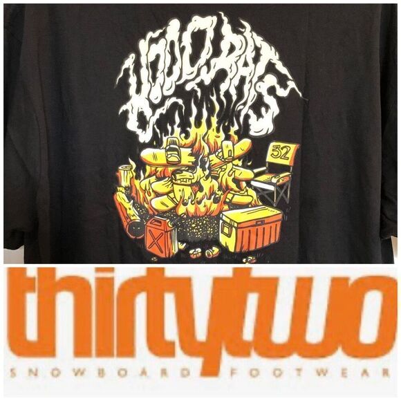 THIRTY TWO - NWT - M Sz XXL “Hood Rats” Short-Sleeve Tee in Black & Orange - Picture 1 of 9